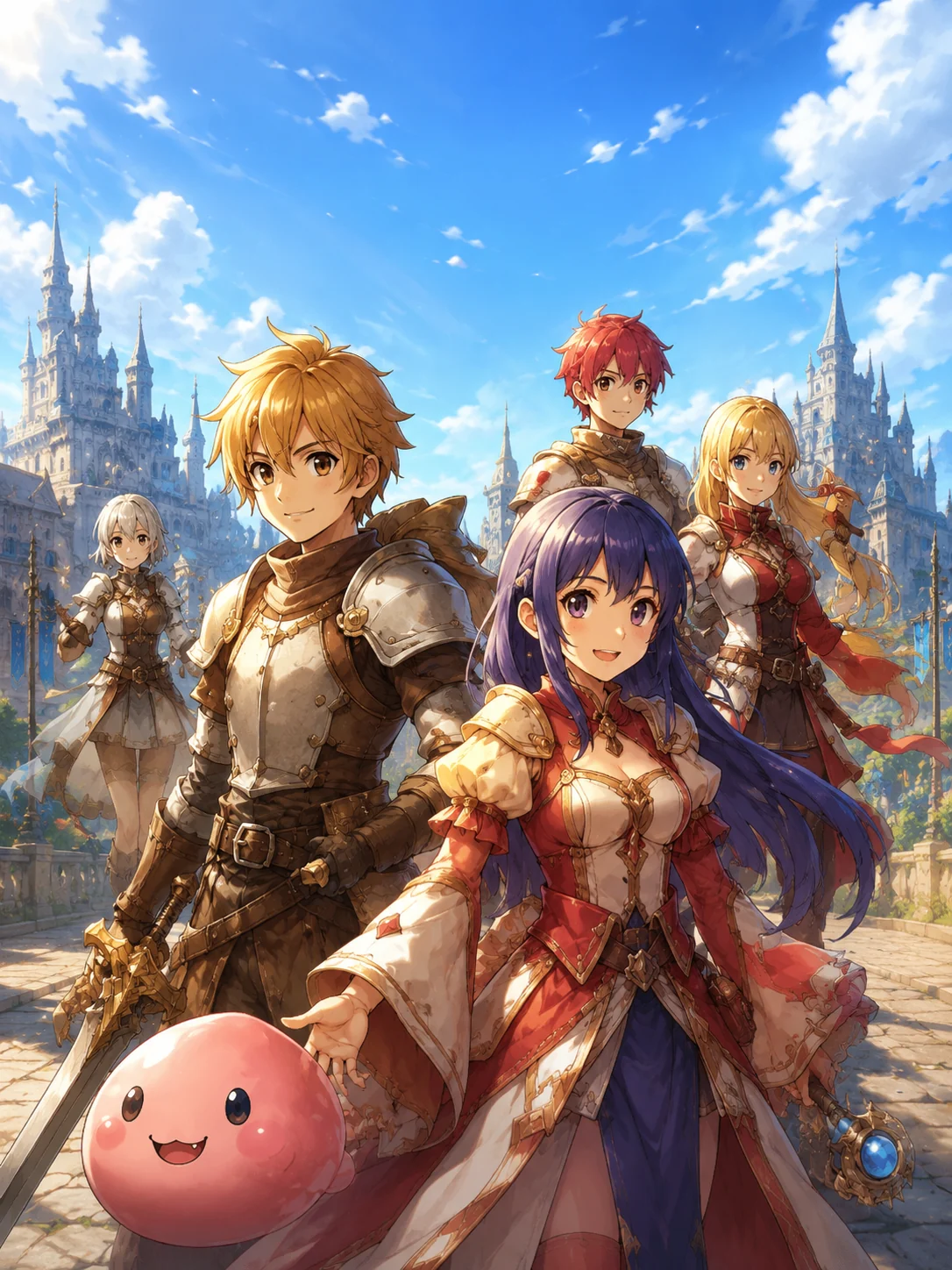 Personagens em uma cidade de fantasia representando Ragnarok Online